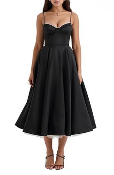 HOUSE OF CB Mademoiselle Bustier Stretch Satin Midi Dress | Nordstrom Wedding Shower Guest Outfit, Graduation Fits, Midi Evening Dress, Head Turning Dress, Soft Dresses, Prom Inspo, Real Fashion, Satin Cocktail Dress, Duchess Satin