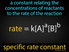 Specific Rate Constant definition: A constant relating the concentrations of reactants to the rate of the reaction. Conservation Of Mass, Exothermic Reaction, Ap Chemistry, Energy Activities, Chemical Equation, Science Chemistry, Easy Science, Chemical Reactions, Biology