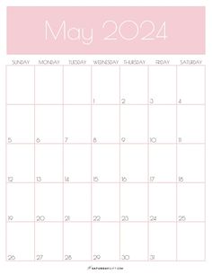 the may 2021 calendar is shown in pink and white with an image of a baby's name on it