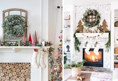 Christmas Fireplace Christmas Fireplace Ideas, Cozy Christmas Fireplace, Gorgeous Images, Holiday Mantel, Christmas Fireplace, Fireplace Ideas, Cozy Christmas, Ladder Decor, Christmas Decor