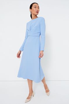 Emilia Wickstead Dress, Sheer Sleeve Dress, Baby Blue Dresses, 60's Dress, Emilia Wickstead, Wardrobe Classic, Cocktail Attire, Formal Casual, Work Clothes