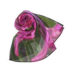 Lovely deep pink with green, and a little bit of white.   Colorful poly scarf! Great for a Mother's Day gift!  Made from high quality poly voile and poly chiffon, this sheer scarf is extremely light and airy. Outstanding quality print turns it into a head turning style accessory. .: 100% Polyester Size toleran  Multiple sizes Note: Pre-constructed item. Size variance: 25" x  25" +/- 0.50"; 50" x  50" +/- 1" Green Scarf As Spring Gift, Green Scarves For Spring Gift, Green Scarf For Spring Gift, Pink Scarf For Spring Gift, Pink Hyacinth, Gifts For Mothers Day, Gifts For Mothers, Sheer Scarf, Mothers Day Gifts