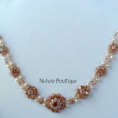 Liz Palacios Rose Gold Color And Pearl Swarovski Crystal Choker Necklace. Adjustable From 15 Inches Up To 17 Inches. Beautiful!!! Black Lace Necklace, Crystal Ball Necklace, Crystal Heart Pendant, Crystal Choker Necklace, Lace Necklace, Silver Necklace Statement, Silver Bead Necklace, Silver Choker, Ball Necklace