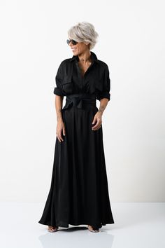 "*Material: Polyester *Not Sheer at all *Long Sleeves *Loose Fit *V Neck *Front Pockets *Floor Length *Model is 1.64cm (5ft 3\") tall, 50 kg (110Lbs) and wears size Small *Our clothes are made for 5'7\"-5'8\" SIZE CHART SIZE S US/Canada 4/6 UK 6/8 Europe 34/36 Australia 8/10 Japan 7/9 Bust: around 35 in/88 cm Waist: around 28 in/70 cm Hip: around 37 in/94 cm Approx height: 5'7\"/170 cm SIZE M US/Canada 8/10 UK 10/12 Europe 38/40 Australia 12/14 Japan 11/13 Bust: around 36 in/92 cm Waist:around 2 Mode Over 50, Maxi Kaftan, Long Sleeve Tunic Dress, Mother Bride, Maxi Shirts, Maxi Shirt Dress, Locker Room, Feminine Dress, Kaftan Dress