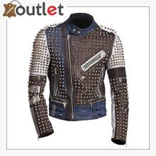 Motorbike Rock Punk Spike Studded leather Jacket Cop Outfit, Man Cafe, Stylish Leather Jacket, Shearling Jacket Women, Motorcycle Leather Jacket, Cafe Racer Jacket, Studded Leather Jacket, Retro Motorcycle, Studded Jacket