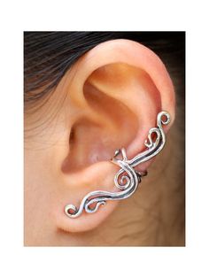 Gift for Woman Ear Climber Fashion Swirl Ear Cuff Swirl Earrings French Twist Ear Cuff Wave Ear Cuff Wire Ear Cuffs, Ear Cuff Jewelry, Jewelry Ear, Swirl Earrings, Cuff Jewelry, Silver Ear Cuff, French Twist, Ear Cuffs, Cuff Earrings