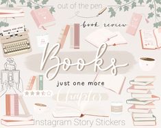 an image of books just one more clicher instagram story stickers on the cover