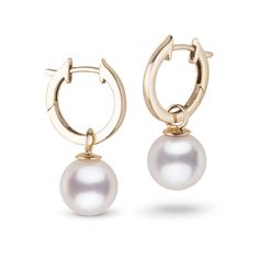 The large pair of 8.5-9.0 mm AAA Akoya pearls are absolutely brilliant set on these 14k gold huggie-style hoop earrings. They are perfectly round with sharp luster and shimmering overtones. Classic Huggie Jewelry With Pearl Charm, Yellow Gold Pearl Huggie Jewelry, Classic Pearl Huggie Jewelry, Formal Yellow Gold Huggie Earrings With Pearl Drop, 14k Gold Huggie Pearl Earrings For Anniversary, Classic Pearl Charm Huggie Earrings For Anniversary, 14k Gold Round Pearl Charm Earrings, Classic Yellow Gold Huggie Earrings With Pearl Drop, Classic Yellow Gold Huggie Earrings With Pearl Charm