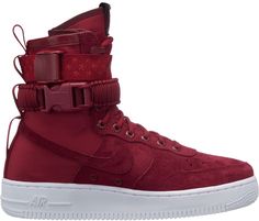 Women's Nike SF Air Force 1 High Sneakers in Red Crush/White. Air Force 1 High Tops, Nike Sf Air Force 1, Nike Sf Af1, Nike Sf, White Basketball Shoes, Bowling Shoes, Air Force 1 High, Boss Life, Shoes Sneakers Nike