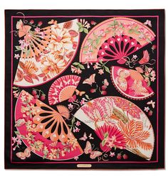 Scarf Hermes, Print Scarf Design, Scarf Designs, Silk Scarf Design, Japanese Fan, Fabric Prints, Japanese Patterns, Pretty Prints, Scarf Design