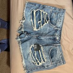 Fashionnova, L, Brand New, Never Worn, Tag Still Attached. Blue Cutoff Shorts For Summer, Blue Ripped Shorts For Summer, Blue Cutoff Summer Shorts, Summer Ripped Blue Shorts, Trendy Blue Cutoff Shorts, Blue Ripped Summer Shorts, Ripped Blue Short Bottoms, Blue Ripped Short Bottoms, Ripped Blue Shorts