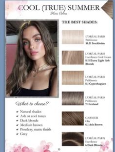 Palette Hair Color, Summer Brown Hair, True Winter Color Palette, Skin Palette, Cool Summer Palette, Cool Winter Color Palette