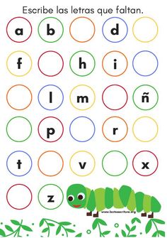 the letter worksheet with an image of a green caterpillar on it