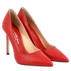 Elegant high heel pumps for women

 Red brushed leather



 Heel height: 10cm





 Leather sole



 Handcrafted



 Made in Italy



 Composition:

 Upper: 100% Leather
 Bottom: 100% Leather
 Lining: 100% Leather
 Insole: 100% Leather Red Sleek Heels With Sculpted Heel, Sleek Red Heels With Sculpted Heel, Sleek Red Leather Heels, Classic Red Heels With Reinforced Heel, Elegant Red Pointed Toe Court Shoes, Elegant Red Court Shoes With Sculpted Heel, Red Pointed Toe Heels With Deep Heel Cup, Red Heels With Deep Heel Cup, Red Heels With Leather Sole And Pointed Toe