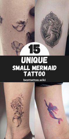 some tattoos that are on the side of their legs and one has an image of a mermaid