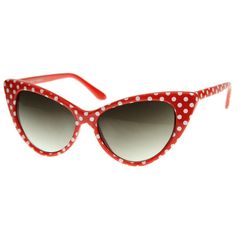 A distinct mod version of 50s-inspired cat eye sunglasses with high pointed corners and adorable polka dots. You'll find they can work with many outfits, from the very modern to the utterly vintage. M Eye Fashion, Cat Sunglasses, Super Cat, Vintage Inspired Fashion, Style Steal, Power Yoga, Retro Cats, Cat Eyes, Mod Fashion