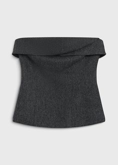 Cinder herringbone bustier-inspired top in a wool blend. Fitted and structured for an elevated look, ideal for evening events. Chic Tailored Tops For Night Out, Formal Wool Tops, Fitted Sleeveless Wool Top, Chic Sleeveless Wool Top, Evening Structured Top For Fall, Structured Evening Top For Fall, Chic Structured Tops For Formal Occasions, Elegant Sleeveless Wool Top, Chic Wool Tops For Work