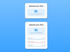 two screens showing the upload and file files options for each user to use on their website