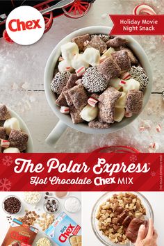 the polar express's hot chocolate snack mix is ready to be eaten for christmas