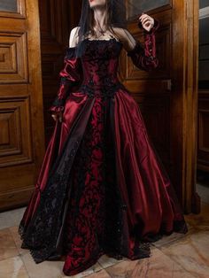 Red long prom dress ball gown evening dress classygown Gothic Wedding Dresses, Wedding Dresses A Line, Red Wedding Dress, Old Fashion Dresses