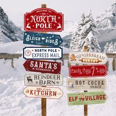 there are many different signs in the snow