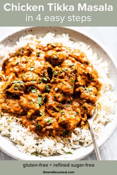 a white bowl filled with rice and meat curry