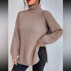 Shein Turtleneck Knit Sweater, Medium. New Still In Packaging. Basic Turtleneck, Winter Turtleneck, Turtleneck Sweaters, Oversized Turtleneck Sweater, Oversized Turtleneck, Ladies Turtleneck Sweaters, Winter Pullover, Oversized Knitted Sweaters, High Neck Long Sleeve