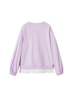 Details: Sweatshirt in a soft pastel purple hue Loose oversize fit Monogram print on the chest Spliced white edges at the hem and sleeve zip design, more convenient to wear. Materials & Care: Cotton 51.2 %Polyester 48.8% Hand wash | Dry clean Do not bleach Size & Fit: Model is 5'7", Bust 32, Waist 24, Hips 35, wearing a size S Item #: JN1SW14 Violet Pastel, Lavender Sweater, Zip Design, Monogram Prints, Sale Promotion, Pastel Purple, Purple Hues, Soft Pastel, Oversized Fits