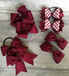 In this school hair bow set you get x8 bows for £10.00!. Grosgrain ribbon bows are between 3" to 4" x2 gingham fabric,( option plain ribbon only, please pop me a message) which is ideal for reception children upwards. If there is not a colour scheme on here, please pop me a message, as We can discuss colour scheme.  Safety Although all of my beautiful handmade accessories are made with great love and care, they do contain small parts. Children must be supervised whilst wearing bows or headbands Fall Bows For Hair, School Hair Accessories, School Bows, Red Hair Accessories, Navy Hair, School Hair Bows, Grosgrain Ribbon Bows, Fall Bows, School Hair