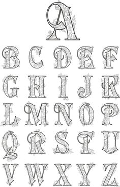 an old fashioned alphabet with the letters in it