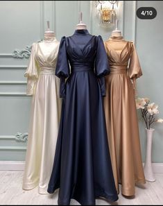 Hijab Evening Dress Classy Satin, Gowns Dresses Elegant Classy Glamour, Satin Dresses Hijab, Satin Dress Hijab, Muslim Evening Dresses