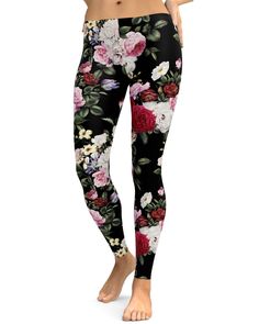 Colorful, like a Rose Garden These feminine black leggings are adorned with a garden of soft colorful roses in soft pink, white, purple and bright pink The Gearbunch Colorful Roses Leggings are made of the highest quality material, 100% handmade, squat proof, super soft and comfy. Made to move with you, wear these to yoga, the gym and for all your favorite sports and hobbies Be Happy, Be Bright, Be You with Gearbunch Stretch Floral Print Leggings, Fitted Floral Print Leggings For Spring, Spring Yoga Bottoms With Floral Print, Spring Floral Print Yoga Bottoms, Floral Print Yoga Bottoms For Spring, Spring Floral Print Stretch Leggings, Rose Leggings, Colorful Roses, Squat Proof