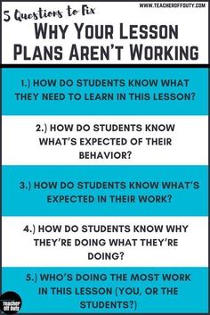 a blue and white sign that says, why your lesson plans aren't working