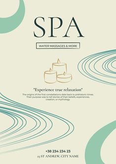 an advertisement for a spa with two candles