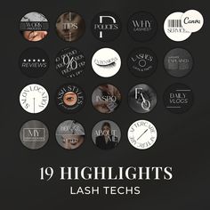 19 high - tech badges with the words, 9 nights and 10 seconds below them