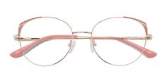 Gold Pink horn eyeglasses available in variety of colors to match any outfit. These stylish full-rim, medium sized metal eyeglasses include free single-vision prescription lenses, a case and a cleaning cloth. Rose Gold Glasses, Horn Rimmed Glasses, Pink Eyeglasses, Pink Glasses, Metal Eyeglasses, Discover Your Style, Glasses For Women, Pink Frames, Cat Eye Glasses