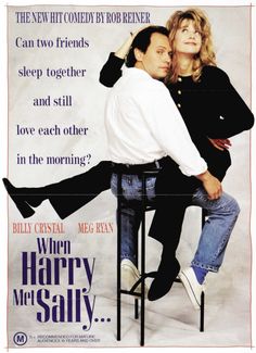 a movie poster for the film when harry met sally, which features two people sitting on a stool