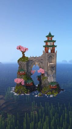 Torri Gate Minecraft, Pillar Minecraft Ideas, Minecraft Japanese Portal, Solar Punk Minecraft, Minecraft Platform, Minecraft Monuments, Minecraft Shrine, Minecraft Temple, Small Pagoda