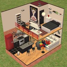 🏠✨ Tiny Modern Living! ✨🏠 I’ve created a cozy 7x5 tile tiny home with a sleek modern design, featuring red, black, and white tones. It's mostly furnished with IKEA pieces, giving it a stylish yet functional vibe. 🌟 Stay tuned for more tiny home designs! For more details check out my reels tab! #Sims2 #TinyHome #ModernLiving #simsbuild #ts4 #thesims4 #NOCC #sims2build #thesims2 Ts2 Mods, Ikea Pieces, Tiny Home Designs, Building Ideas, Tiny Home, Tiny House Design, The Sims4, Home Designs, Sims 2