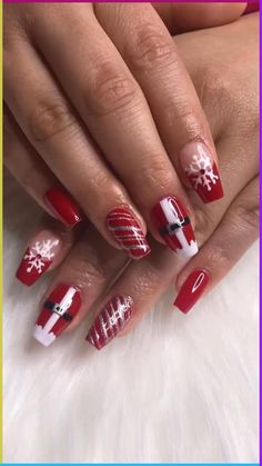 Chinese New year 2024 Christmas Rudolph Nails, Christmas Gel Nails Ideas, Square Christmas Nails Short, Christmas Nail Videos, Gel Christmas Nail Designs, Acrylic Nails For Christmas, Christmas Gel Nails Short, Green And Red Nails, Christmas Design Nails