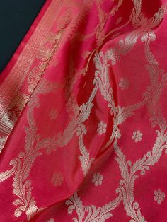 Hot Pink Banarasi Silk Designer Dupatta | Light Weight Dupatta | Benarasi Dupatta | Gift For Her | Kaash Collection - Kaash Collection Luxury Banarasi Silk Multicolor Dupatta, Cheap Banarasi Silk Dupatta With Zari Work, Luxury Banarasi Silk Dupatta With Printed Motifs, Pink Banarasi Dupatta, Benarasi Dupatta, Designer Dupatta, Silk Dupatta, Pink Silk, Free Giveaway