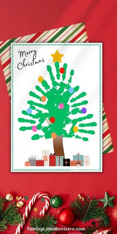 Need some cool craft ideas for the holidays? Try this handprint Christmas tree project! It’s easy, festive, and a great keepsake. Head over to the article for the free template. Handprint Art For Toddlers, Christmas Tree Handprint, Christmas Tree Craft For Kids, Tree Handprint, Handprint Art Christmas, Hand Print Tree, Christmas Tree Craft