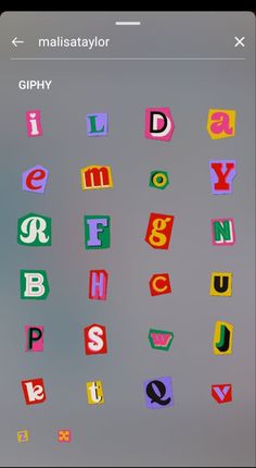 the alphabet is made up of different colored letters and numbers on a cell phone screen