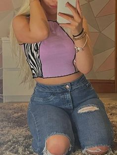 Womens Purple Y2k Zebra Stripe Printed Vest Top Summer Lettuce Trim Sleeveless Crop Tank Top Streetwear Harajuku Tee Shirt Purple Y2k, Knitted Crop Tank Top, Trendy Crop Tops, Y2k Aesthetic Outfits, Top Streetwear, Crop Tank Top, Top Summer, Knit Crop, Top Fabric