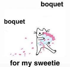 a drawing of a cat with the words boquet for my sweetie