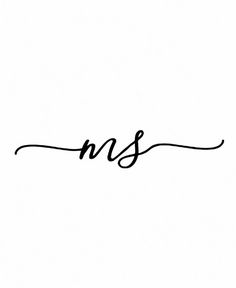 the word ms is written in cursive writing on a white background with black ink