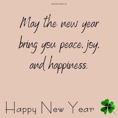 a happy new year message with a shamrock on the front and back of it's card