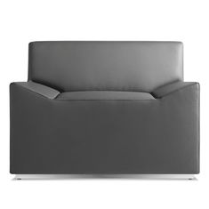 a gray couch sitting on top of a white floor