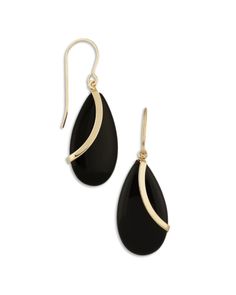 Bloomingdale's Fine Collection 14K Yellow Gold Onyx Almond Drop Earrings - Exclusive Luxury Black Earrings With Polished Finish, Black Polished Evening Earrings, Black Polished Finish Earrings For Evening, Black Polished Earrings For Evening, Classic Evening Jewelry With Polished Finish, Black Polished Finish Fine Jewelry Earrings, Classic Polished Evening Jewelry, Sleek Black Jewelry For Formal Occasions, Polished Finish Drop Jewelry For Evening