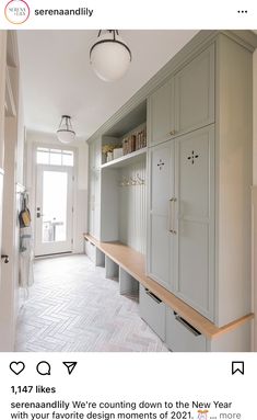 the instagram page on instagram shows an image of a room with white cabinets and drawers